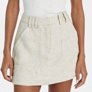 linen fitted skirt beige size medium Comtemporaine